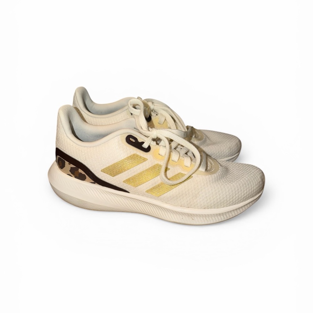 adidas Runfalcon 3.0 Cloudfoam Running Shoes Women’s 7.5 Cream Gold Leopard